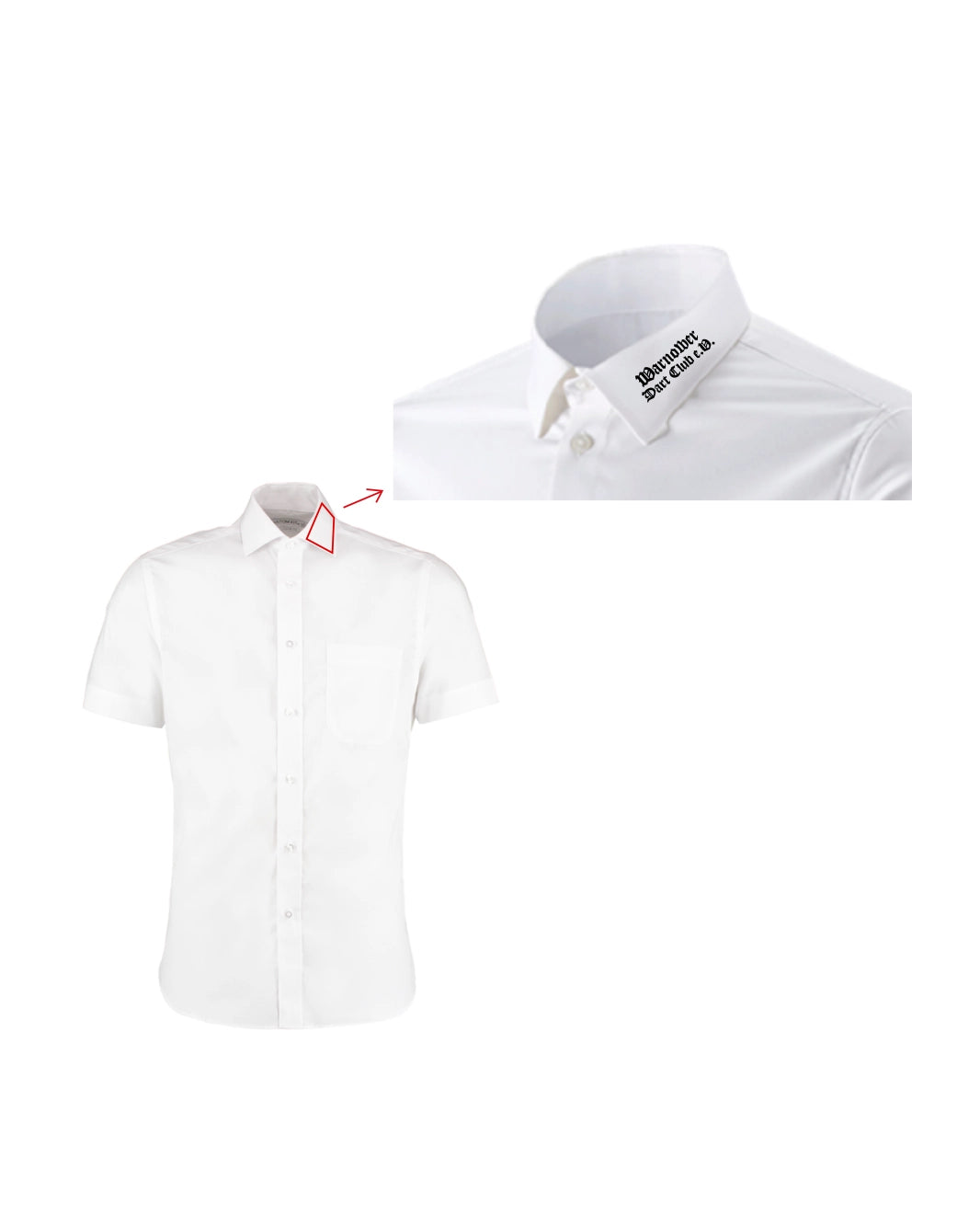 Weißes Oberhemd mit kurzen Ärmeln Warnower Dart Club